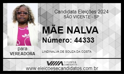 Candidato MÃE NALVA 2024 - SÃO VICENTE - Eleições