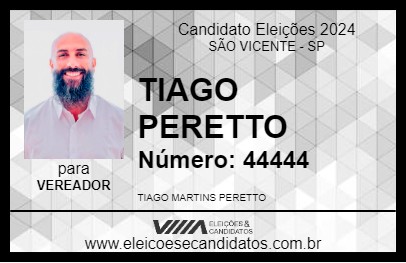 Candidato TIAGO PERETTO 2024 - SÃO VICENTE - Eleições