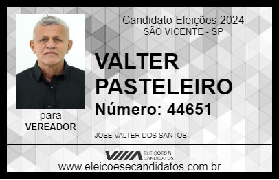 Candidato VALTER PASTELEIRO 2024 - SÃO VICENTE - Eleições