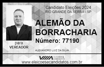 Candidato ALEMÃO DA BORRACHARIA 2024 - RIO GRANDE DA SERRA - Eleições