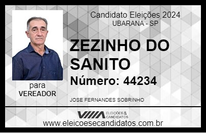 Candidato ZEZINHO DO SANITO 2024 - UBARANA - Eleições