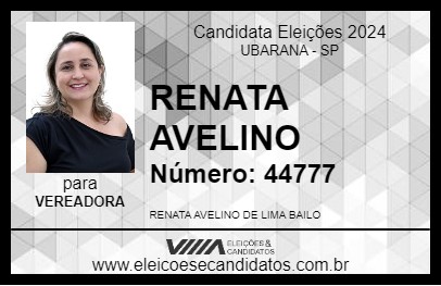 Candidato RENATA AVELINO 2024 - UBARANA - Eleições