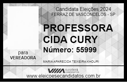 Candidato PROFESSORA CIDA CURY 2024 - FERRAZ DE VASCONCELOS - Eleições