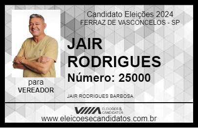 Candidato JAIR RODRIGUES 2024 - FERRAZ DE VASCONCELOS - Eleições