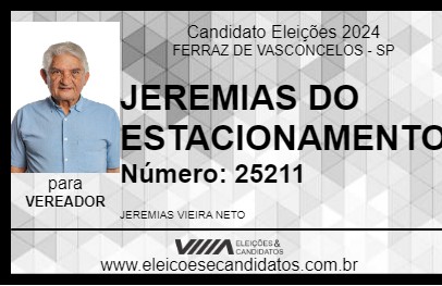 Candidato JEREMIAS DO ESTACIONAMENTO 2024 - FERRAZ DE VASCONCELOS - Eleições