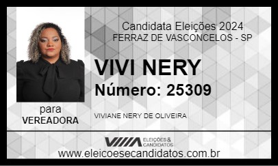 Candidato VIVI NERY 2024 - FERRAZ DE VASCONCELOS - Eleições