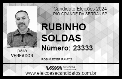 Candidato RUBINHO SOLDAS 2024 - RIO GRANDE DA SERRA - Eleições