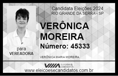 Candidato VERÔNICA MOREIRA 2024 - RIO GRANDE DA SERRA - Eleições