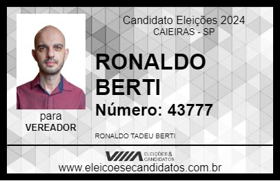 Candidato RONALDO BERTI 2024 - CAIEIRAS - Eleições