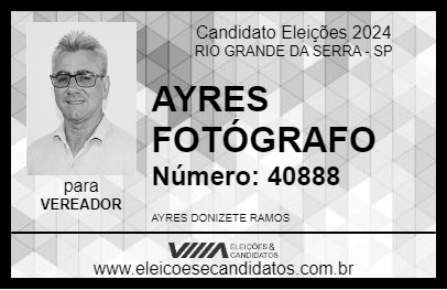 Candidato AYRES FOTÓGRAFO 2024 - RIO GRANDE DA SERRA - Eleições