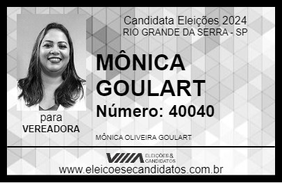 Candidato MÔNICA GOULART 2024 - RIO GRANDE DA SERRA - Eleições