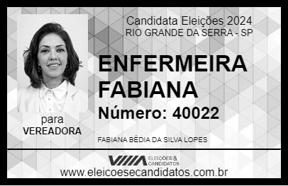 Candidato ENFERMEIRA FABIANA 2024 - RIO GRANDE DA SERRA - Eleições