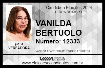 Candidato VANILDA BERTUOLO 2024 - TERRA ROXA - Eleições