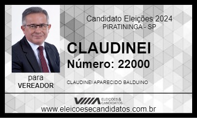 Candidato CLAUDINEI 2024 - PIRATININGA - Eleições