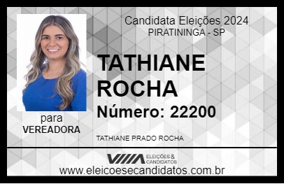 Candidato TATHIANE ROCHA 2024 - PIRATININGA - Eleições