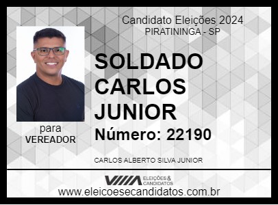 Candidato SOLDADO CARLOS JUNIOR 2024 - PIRATININGA - Eleições