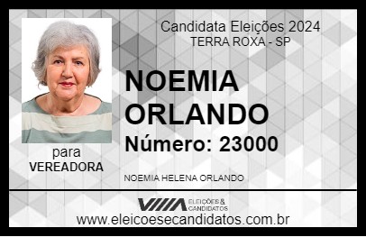 Candidato NOEMIA ORLANDO 2024 - TERRA ROXA - Eleições