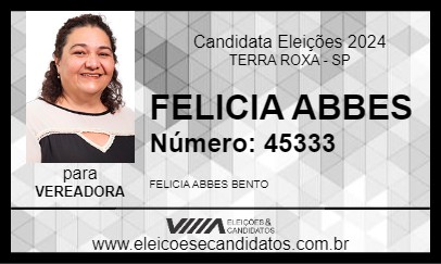 Candidato FELICIA ABBES 2024 - TERRA ROXA - Eleições