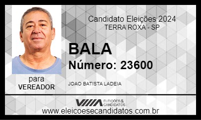 Candidato BALA 2024 - TERRA ROXA - Eleições