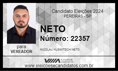 Candidato NETO BELA VISTA 2024 - PEREIRAS - Eleições