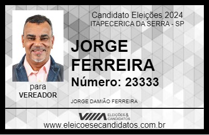 Candidato JORGE FERREIRA 2024 - ITAPECERICA DA SERRA - Eleições