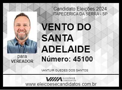 Candidato VENTO DO SANTA ADELAIDE 2024 - ITAPECERICA DA SERRA - Eleições