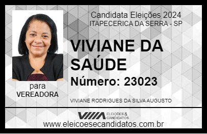 Candidato VIVIANE DA SAÚDE 2024 - ITAPECERICA DA SERRA - Eleições