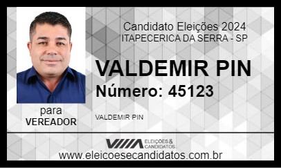 Candidato VALDEMIR PIN 2024 - ITAPECERICA DA SERRA - Eleições