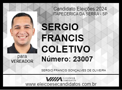 Candidato SERGIO FRANCIS COLETIVO 2024 - ITAPECERICA DA SERRA - Eleições