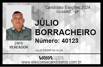 Candidato JÚLIO BORRACHEIRO 2024 - GUAIMBÊ - Eleições