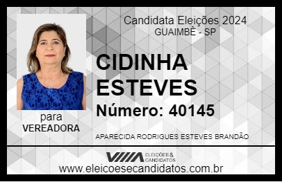 Candidato CIDINHA ESTEVES 2024 - GUAIMBÊ - Eleições