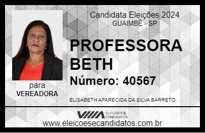 Candidato PROFESSORA BETH 2024 - GUAIMBÊ - Eleições