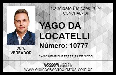 Candidato YAGO DA LOCATELLI 2024 - CONCHAL - Eleições