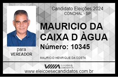 Candidato MAURICIO DA CAIXA D ÀGUA 2024 - CONCHAL - Eleições