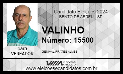 Candidato VALINHO 2024 - BENTO DE ABREU - Eleições