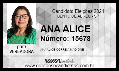 Candidato ANA ALICE 2024 - BENTO DE ABREU - Eleições