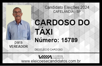 Candidato CARDOSO DO TÁXI 2024 - CAFELÂNDIA - Eleições