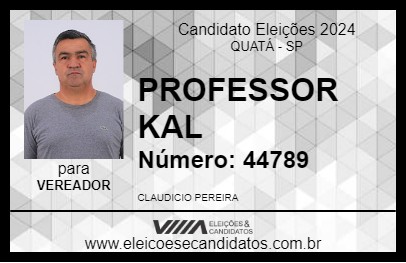 Candidato PROFESSOR KAL 2024 - QUATÁ - Eleições