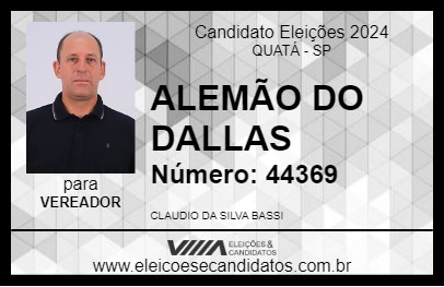 Candidato ALEMÃO DO DALLAS 2024 - QUATÁ - Eleições