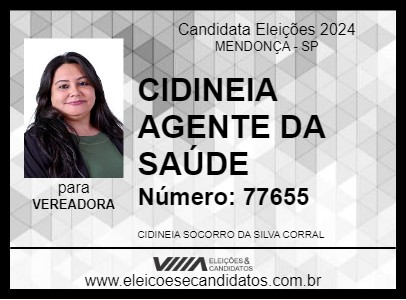 Candidato CIDINEIA AGENTE DA SAÚDE 2024 - MENDONÇA - Eleições