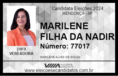 Candidato MARILENE FILHA DA NADIR 2024 - MENDONÇA - Eleições