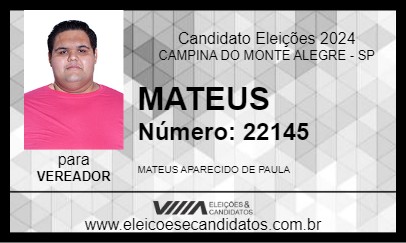 Candidato MATEUS 2024 - CAMPINA DO MONTE ALEGRE - Eleições