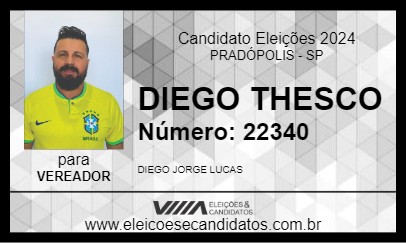 Candidato DIEGO THESCO 2024 - PRADÓPOLIS - Eleições