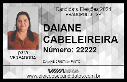 Candidato DAIANE CABELEIREIRA 2024 - PRADÓPOLIS - Eleições