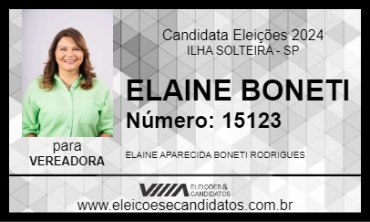 Candidato ELAINE BONETI 2024 - ILHA SOLTEIRA - Eleições