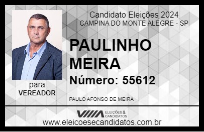 Candidato PAULINHO MEIRA 2024 - CAMPINA DO MONTE ALEGRE - Eleições