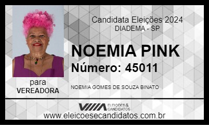 Candidato NOEMIA PINK 2024 - DIADEMA - Eleições