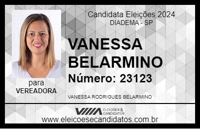 Candidato VANESSA BELARMINO 2024 - DIADEMA - Eleições