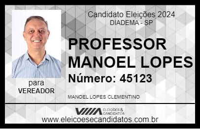 Candidato PROFESSOR  MANOEL LOPES 2024 - DIADEMA - Eleições