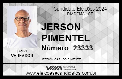 Candidato JERSON PIMENTEL 2024 - DIADEMA - Eleições